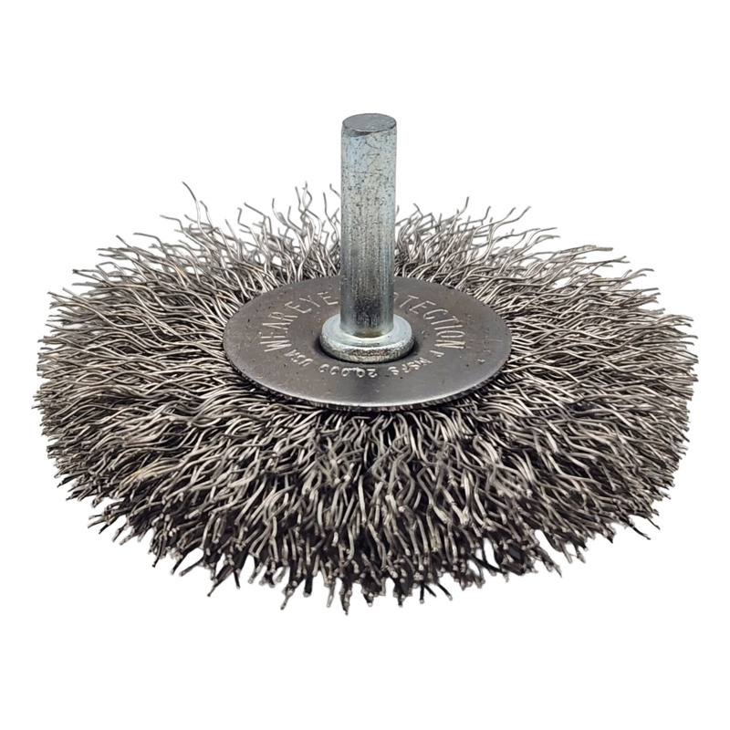 Crimped Wire Radial Wheel Brush 3" (76 mm) Dia. x .014 x 13/16" Stainless Steel