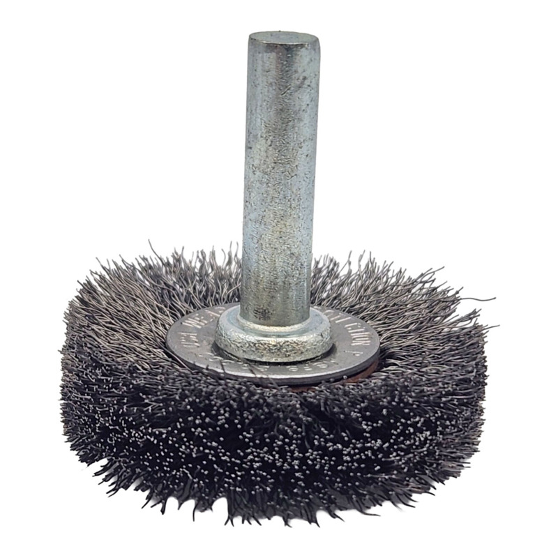 Crimped Wire Radial Wheel Brush 1-1/2" (38 mm) Dia. x .006 x 3/8" Steel