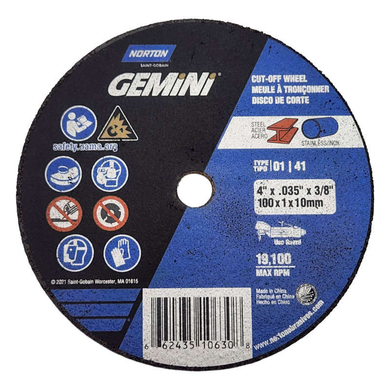 4" (102 mm) Dia. x .035 W x 3/8" CH A/O Reinforced Cut-Off Wheel