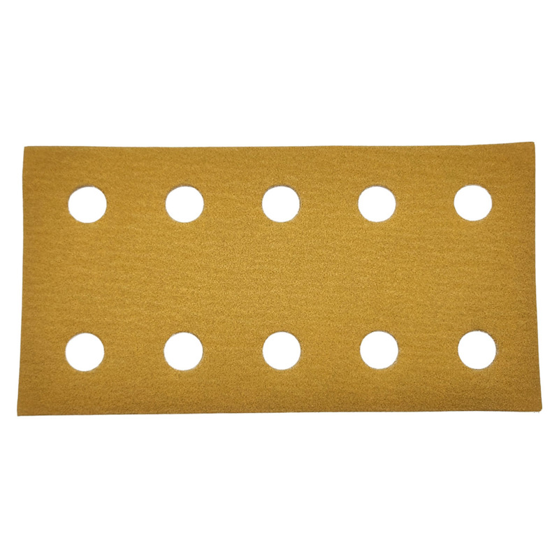 3-2/3" (93 mm) W x 7" (178 mm) L 180 Grit Hookit Gold With 10 Vacuum Holes DynaCut Sheet